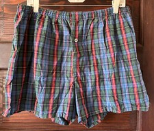 Vtg Boxer Shorts FRUIT OF THE LOOM 90's Red Yellow Blue Green Plaid XL
