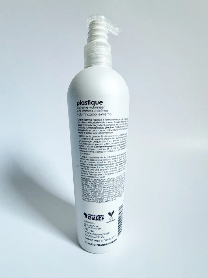 AG VOLUME PLASTIQUE VOLUMINIZADOR EXTREMO PARA CABELLO - 12 OZ Grande Nuevo Foto 2 de 3