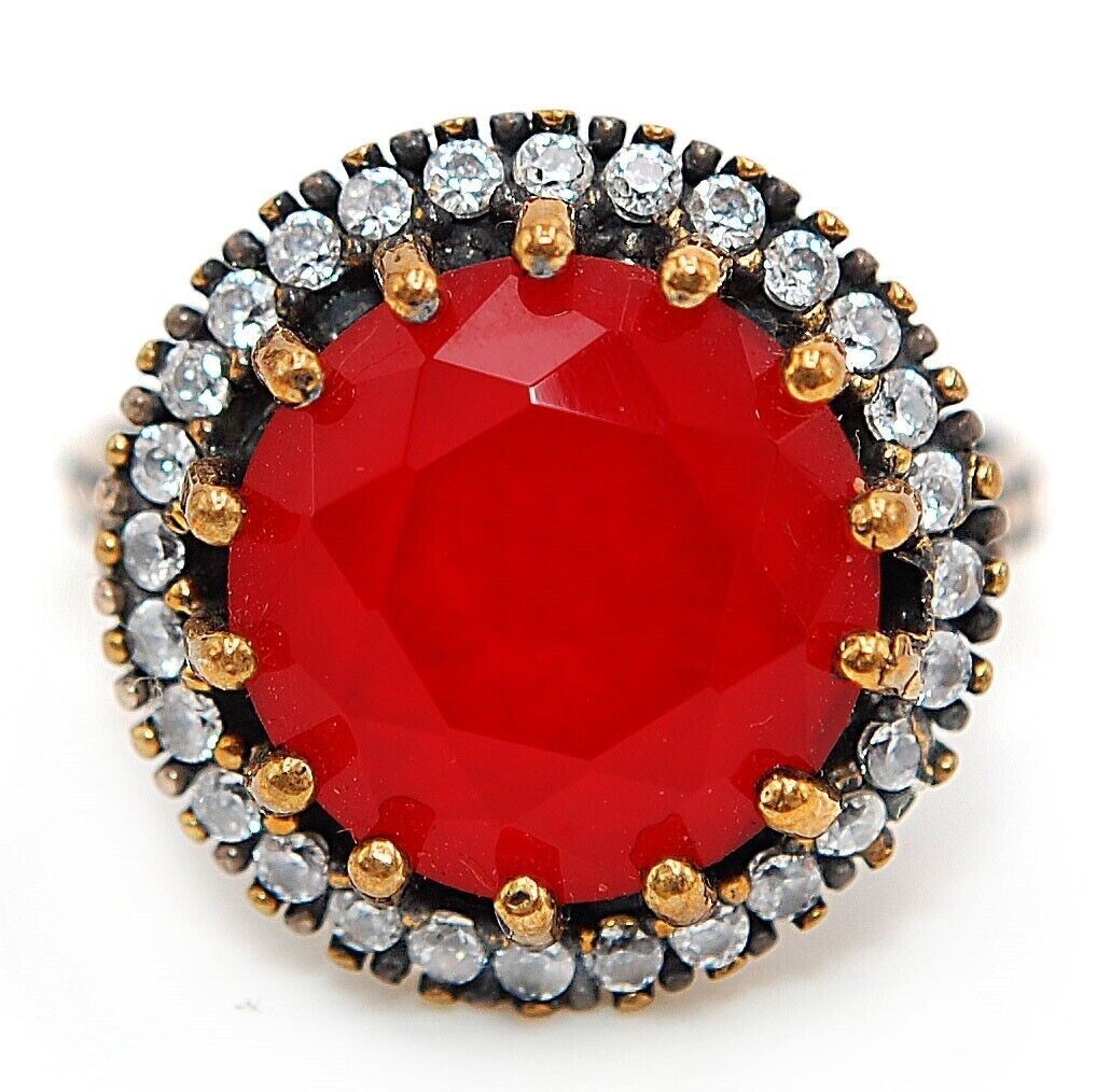 6CT Treated Ruby Ottoman Empire Style 925 Sterling Silver Ring Size 7 HB1-3