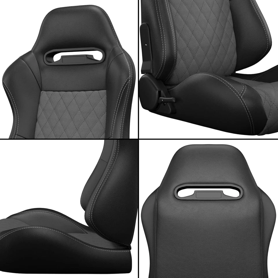 2PCS Adjustable Universal Racing Seats w/ Sliders, Bucket Seats for Mitsubishi - Imagem 4 de 4