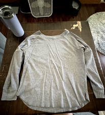 Cuddl Duds Waffle Warm Essentials Graphite Heather Gray Long Sleeve Top Sz Large