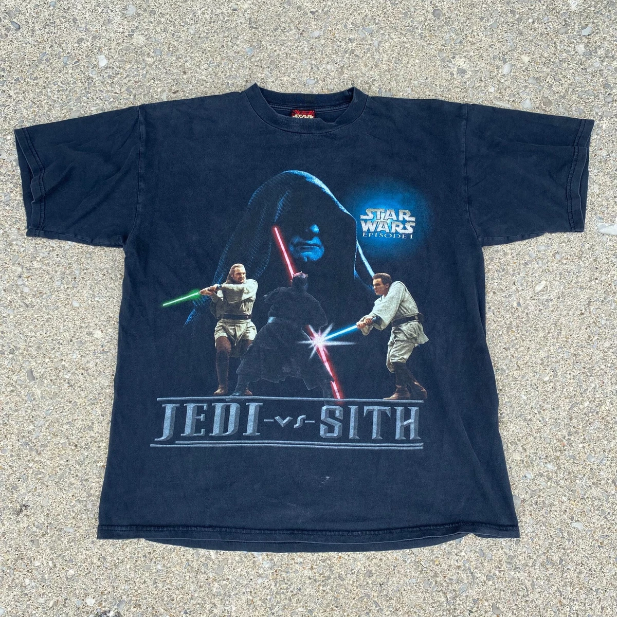VINTAGE 90s Star Wars Movie Promo Shirt Large Men Jedi Sith Tee Darth Maul  Obi
