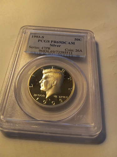 1993 S KENNEDY SILVER HALF DOLLAR PROOF PCGS PR69 - A TRUE GEM - LUSTROUS FINISH