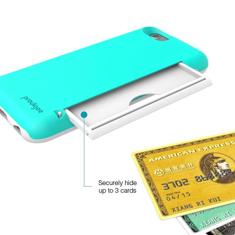 NEW Prodigee Undercover iPhone 6 6s Case Slim Fit w/ Secret Card Slot - TEAL/WHT - Image 4 of 4