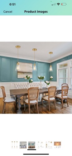Gold Pendant Light 3 Pack Brass. Kitchen Island, Dining Room Lamp Fixtures - Picture 4 of 9