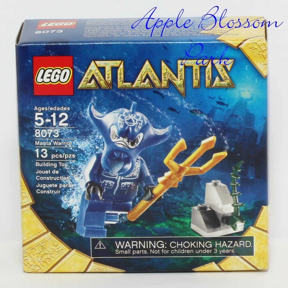 NUEVO Lego Atlantis Set 8073 MANTA WARRIOR Minifigura Azul con Minifigura Tridente Dorado Foto 3 de 4