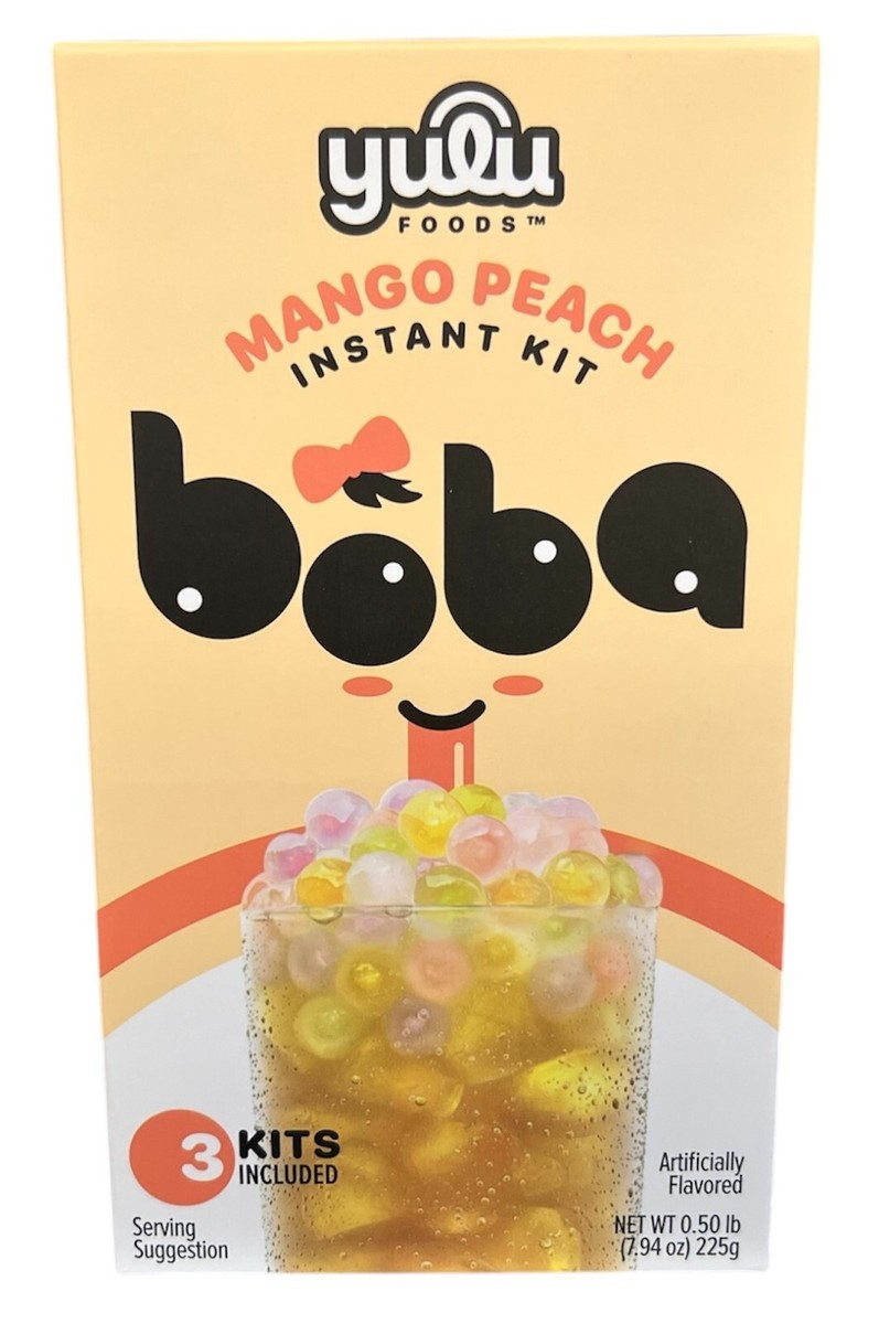 Yulu Foods Instant Boba Mango Peach Tea Instant Kit Makes Drinks