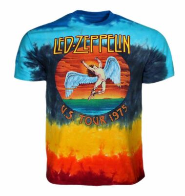 Led Zeppelin Band Music Song Icarus 1975 Tie Dye Men's Cotton T