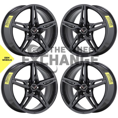 19x8 5 20x11 Corvette C8 Black Chrome Wheels Rims Factory Oem Gm