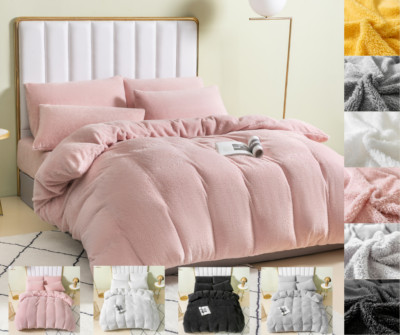 Teddy Fleece Bär Bettdecke Steppdecke Bezug Set Kissenhülle Weich Fleece Bettwäsche Set