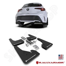 Rally Armor UR Black Mud Flaps w/ White Logo for 2019-2023 Corolla Hatchback