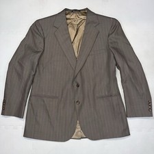 Vintage Stafford Sport Coat Mens Size 44R Tan Stripes Blazer Jacket Wool