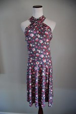 Free People Gray W/ Pink Floral Print Criss Cross Dress, Size Small