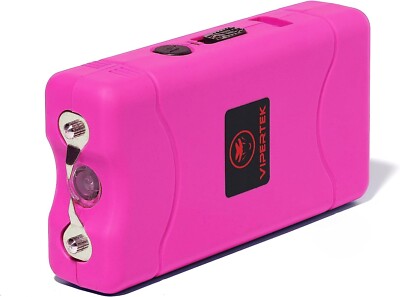 Genuine VIPERTEK Pink Rechargeable Stun Gun w/LED Light + Free Holster