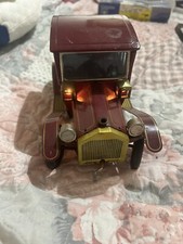 A WORKING -TESTED Antique Rosko Battery Operated Grand-Pa Car Tin Toy-Japan