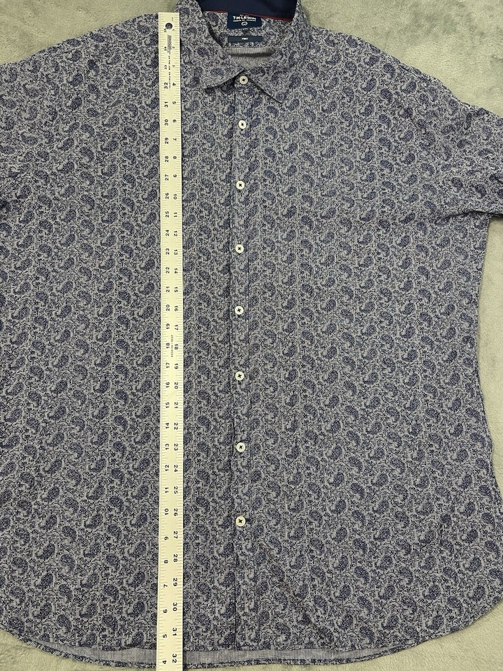 TM Lewin Dress Shirt Mens XXL Blue Paisley Print Button Formal Casual