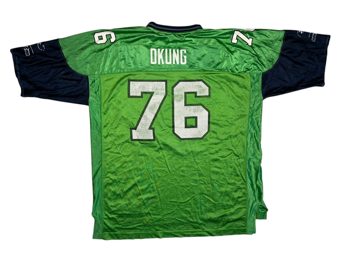 Vtg SEATTLE SEAHAWKS Green #76 RUSSELL OKUNG NFL JERSEY Football