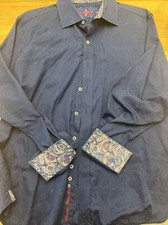 Robert Graham Button Up Shirt Mens XL Flip Cuff Business Casual Navy