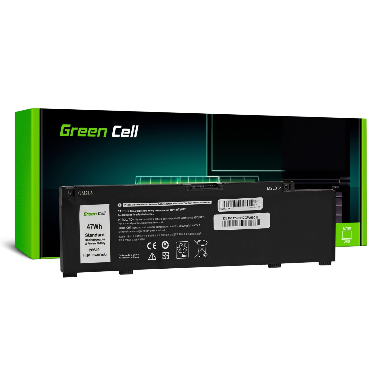 Sostituzione Batteria Dell 266J9 0M4GWP Green Cell | 11.4V 51Wh