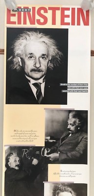 ALBERT EINSTEIN, RARE AUTHENTIC 1988 DOOR POSTER XL 26'' X 74''