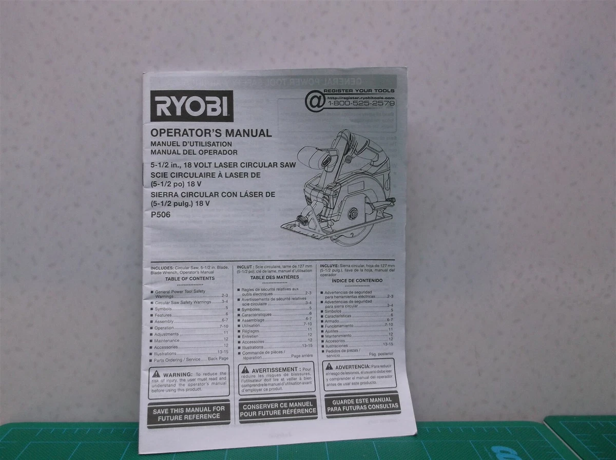 Ryobi circular outlet saw manual