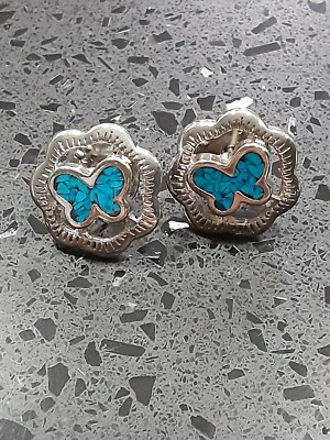 Vintage Trifari Silver color with Turquoise butterfly earrings