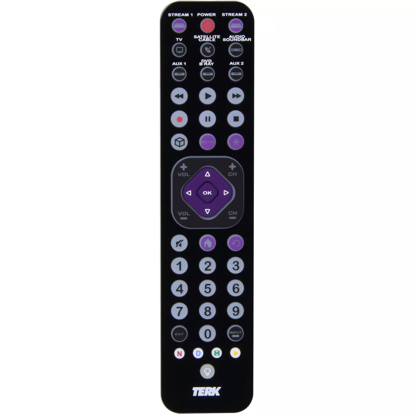TERK - Перезаряжаемый Универсальный пульт дистанционного управления с подсветкой на 8 устройств - Черный 5990₽