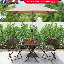 6.5ft Square Patio Umbrella Tilting Crank Lift Durable Steel Frame Outdoor Shade