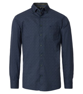 REDMOND Herren Freizeithemd Langarm Button-Down Modern-Fit Grün Print