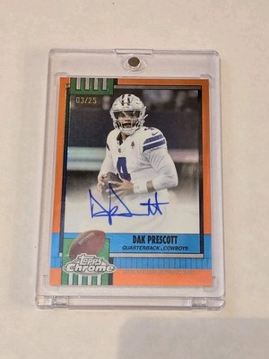 2025 Topps Chrome Dak Prescott On Card Auto Orange 3/25