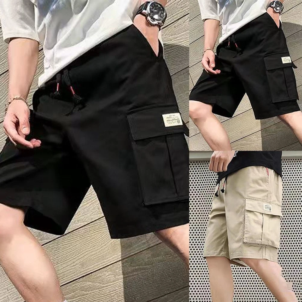 Korean Style Men's Cargo Shorts Loose Fit Gym Wear with Functional Pockets