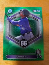 2026 Bowman Chrome Scouts' Top 100 Roldy Brito Green Refractor 28/99 Rockies