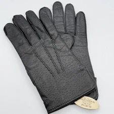 VINTAGE Leather Driving Gloves Size M Mens Black Cape Leather Isotoner Style NEW