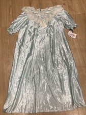NWT Vintage Llise Stevens 3/4 Sleeves Long Satin Romantic Laced Nightgown Size L