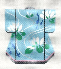 Oriental Koi Pond  Lilies Petite Kimono 18m handpainted Needlepoint Canvas LEE