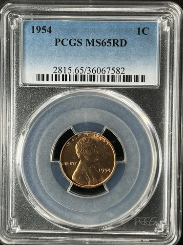 1954  1C RD Lincoln Wheat One Cent  PCGS MS65RD  36067582