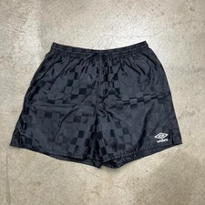 Vintage Y2K Umbro shorts soccer black checkered Youth XL football
