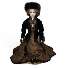 Antique French Fashion Doll Poupée Bisque Solid Dome Belton Head Portrait Locket