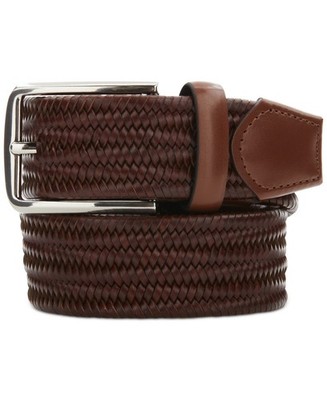 Perry Ellis Portfolio E4820  Men's Stretch Braided Belt Brown Size L (38-40)