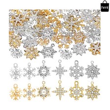 Christmas Winter Snowflake Charms - 50 Pcs for Creative Jewelry Making
