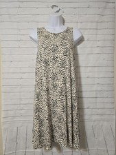 Women's  Express Beige Patterned  Sleeveless Shift Dress, Size S