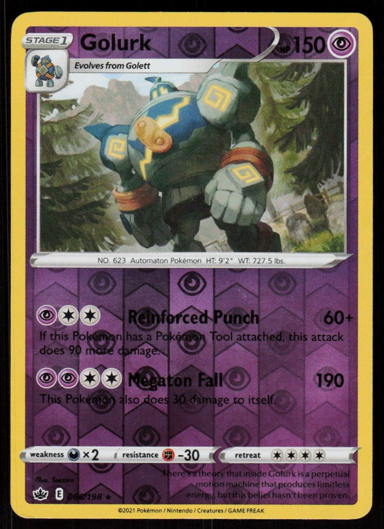 Golurk 066/198 Rare Chilling Reign Pokemon Reverse Holo Lightly Played