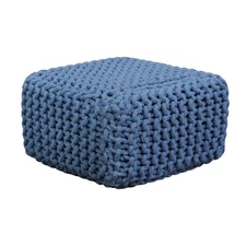 Braided Footrest - Handknitted Cotton Cord Dori Foot Stool Ottoman - Low Floo...