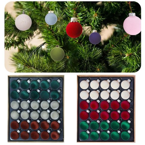 Confezione 30 Palline Albero Di Natale Floccate Velluto Decorative Y9V7 - Foto 3 di 20