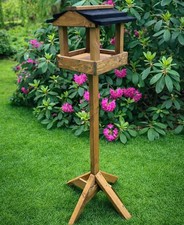Wooden Garden Bird Table Free Standing Wild Birds Feeding Wood Feeder Station