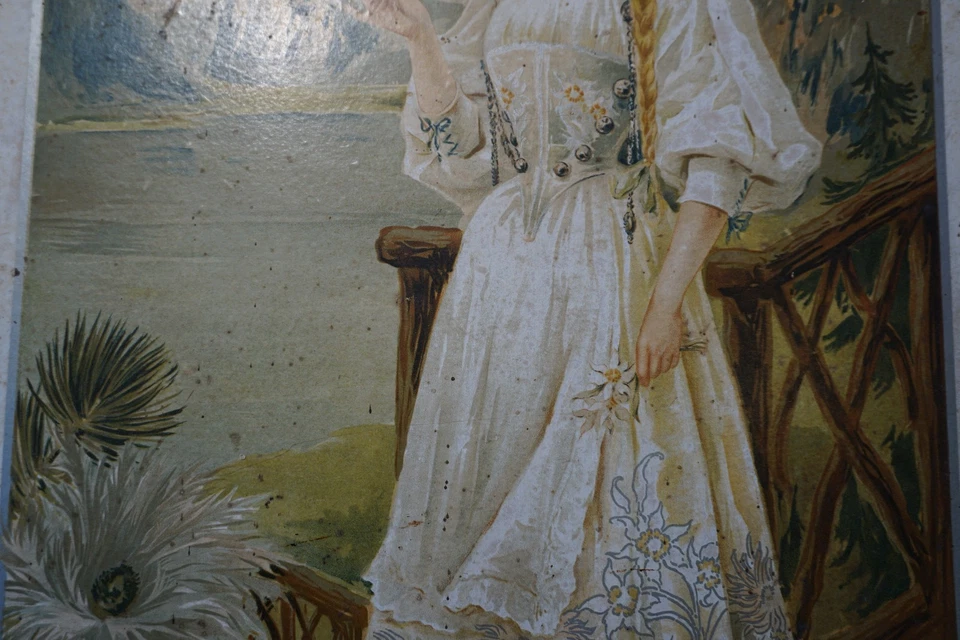 Ancien carton plaque publicitaire Biscuits PERNOT Fleur des Neiges à DIJON Gerin - Photo 4/4