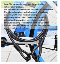 Bike Security Cable Lock - 4.5M/15Ft Long and 10Mm Thick Heavy Duty Black Cable