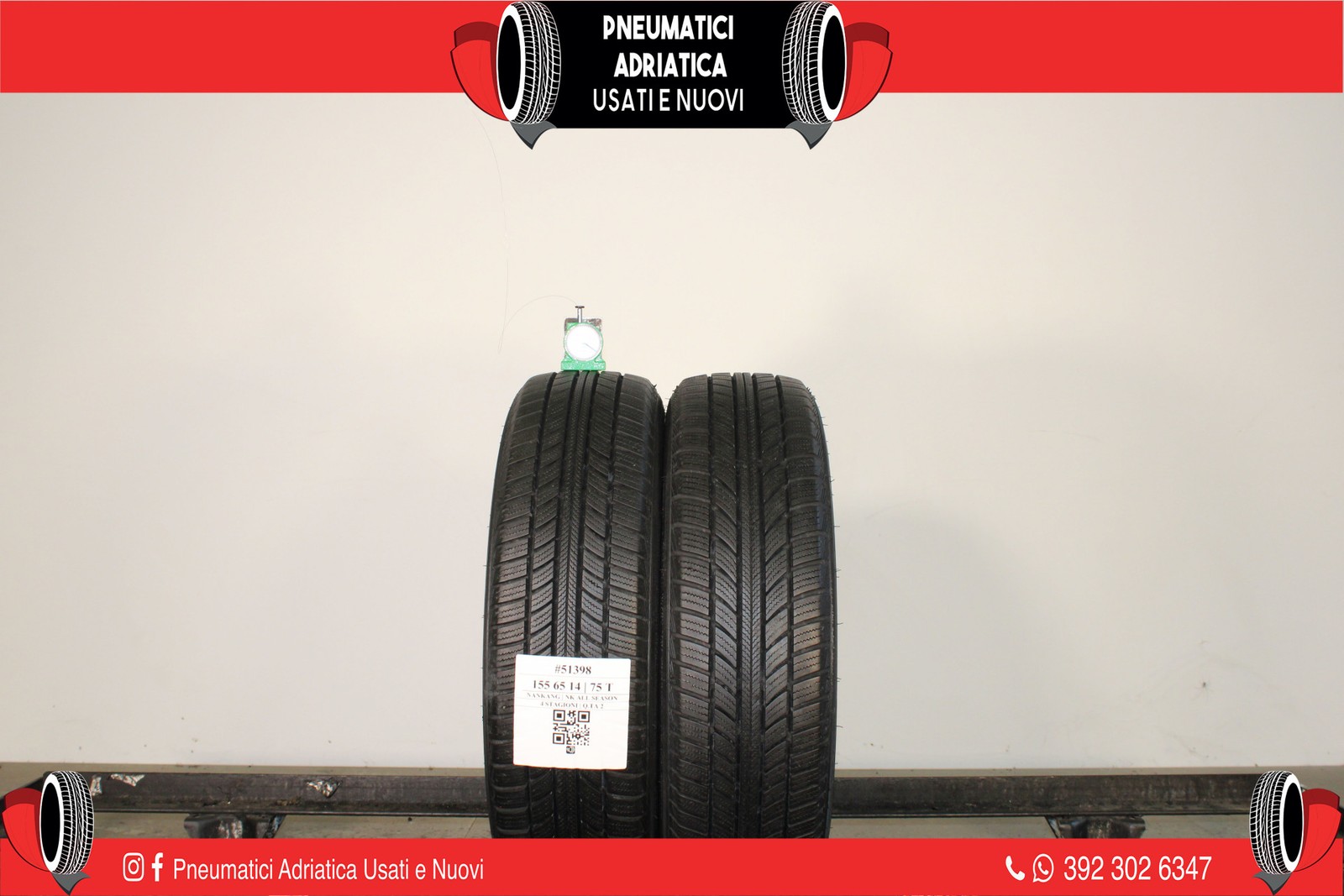2 PNEUMATICI NANKANG 155/65 R14 4 STAGIONI GOMME USATE 81% - ADRIATICA