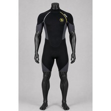 ZECO Mens Neoprene Shorty Wetsuit Black Grey Yellow Short Sleeve Spring Suit M