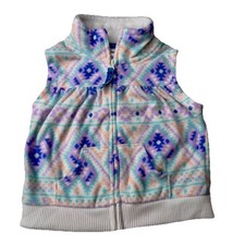 CARTER'S Vest Girls Size 9 Months Aztec Print Fleece Full Zip Soft Cozy Casual